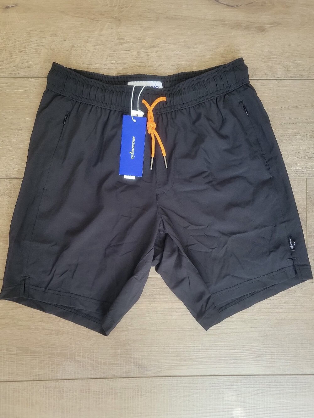 Maamgic 2-in-1 Compression Swim Trunks Black Orange S NWT